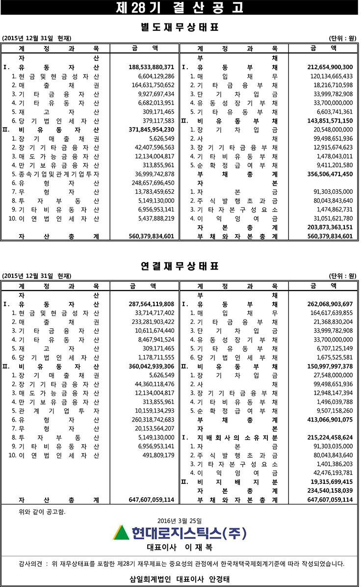 28기결산공고
